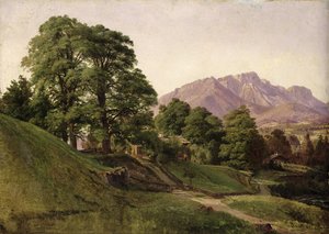منظر طبيعي في بافاريا العليا ، 1836 (زيت على ورق مركب على بطاقة)